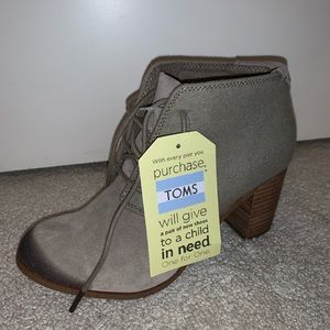 Toms Nude Suede Heel Booties